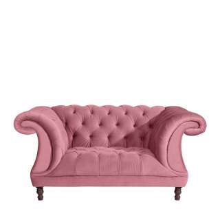 Barocker XL Sessel rosa aus Samtvelours Vierfußgestell aus Holz