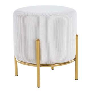 Beistellhocker Beige in modernem Design Cord und Metall