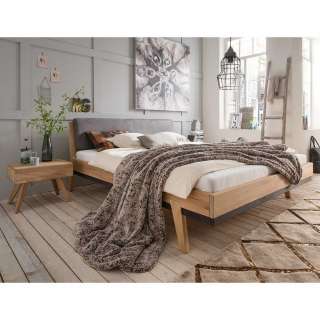 Bett mit Nachttischen aus Wildeiche Massivholz 87 cm hoch (dreiteilig)