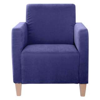 Blauer Wohnzimmer Sessel aus Velours Buche Massivholz