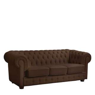 Braunes Chesterfield Sofa aus Kunstleder 200 cm breit - 98 cm tief