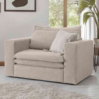 Cord Polstersessel Beige in modernem Design 125 cm breit