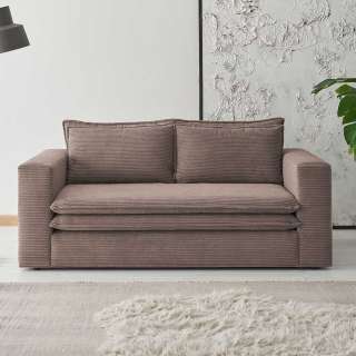 Cord Zweiersofa modern in Hellbraun 180 cm breit - 91 cm tief