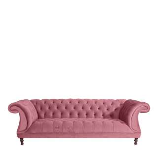 Couch 3-Sitzer Velour rosa im Barockstil 253 cm breit - 80 cm hoch