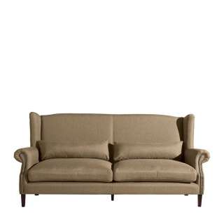 Couch Beigegrau Flachgewebe im Vintage Look drei Sitzplätzen