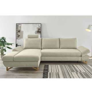 Couch Ecke modern Beige im Skandi Design Steck Kopfstütze