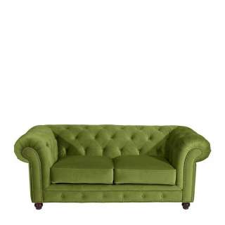 Couch für zwei Personen in Oliv Grün Samtvelours 196 cm breit