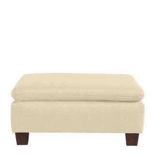 Couch Sitzhocker Beige aus Flachgewebe Buche Massivholz