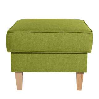 Couchhocker in Gelbgrün Flachgewebe Vierfußgestell aus Holz