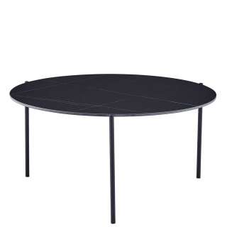 Couchtisch Marmor Optik schwarz mit Sinterstein Platte Dreifußgestell