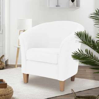 Cremeweißer Lounge Sessel in modernem Design Velours