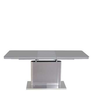 Designer Tisch Hochglanz grau 77 cm hoch Butterflyauszug
