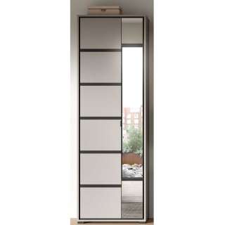 Dielenkleiderschrank mit Spiegel in Grau & Schwarz 65 cm breit