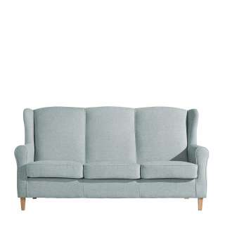 Dreisitzer Couch hellblau Chenille im Landhausstil Federkern