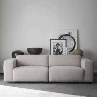 Dreisitzer Couch modern in Cremefarben - Boucle Stoff 236 cm breit