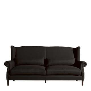 Dreisitzer Sofa dunkelbraun Stoff im Vintage Look 112 cm hoch
