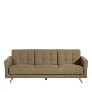 Dreisitzer Sofa mit Schlaffunktion Beige und Buchefarben