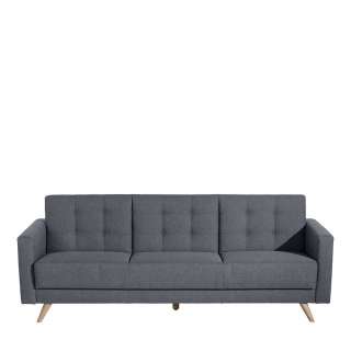 Dreisitzer Sofa mit Schlaffunktion Blau Denim Webstoff