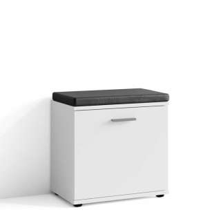 Garderobenbank mit Sitzpolster in Weiß und Schwarz 49 cm hoch