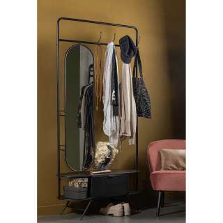 Garderobenständer mit Spiegel aus Metall 7 Kleiderhaken