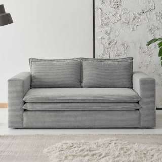 Hellgraues Zweisitzer Sofa aus Cord modernem Design
