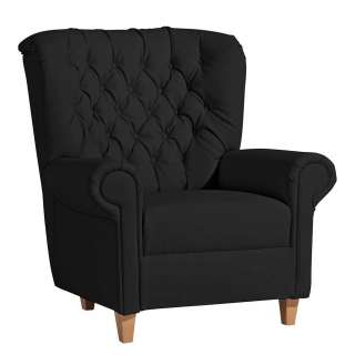 Hochwertiger Sessel schwarz im Chesterfield Look Kunstleder