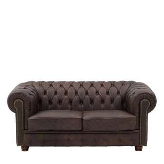 Leder Couch Chesterfield braun 74 cm hoch 174 cm breit