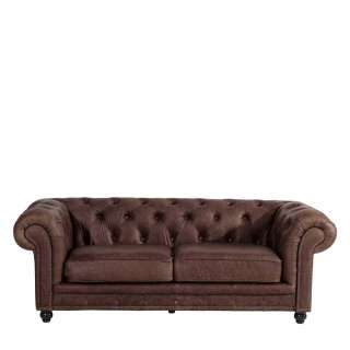 Leder Dreisitzer Sofa in Braun 216 cm breit - 100 cm tief