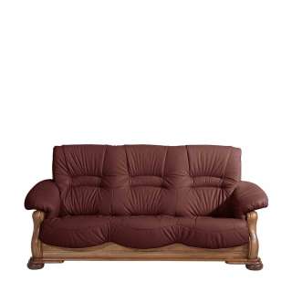 Leder Sofa Rot Eiche rustikal Made in Germany Federkern