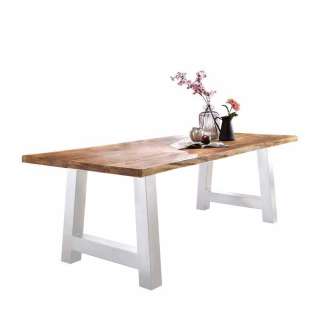 Loft Design Tisch aus Eiche Massivholz und Metall natürlicher Baumkante
