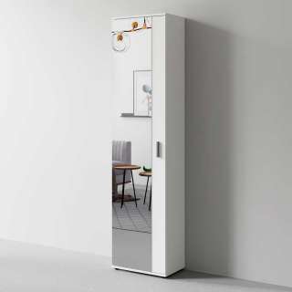 Mehrzweckschrank weiss mit Spiegeltür 49x196x30 cm