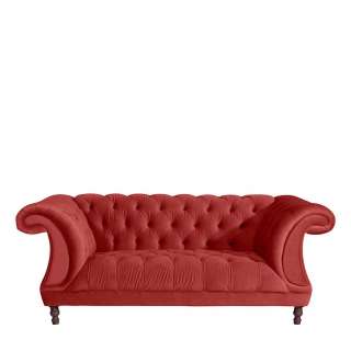 Neo Barock Couch in Ziegel Rot Samtvelours 200 cm breit