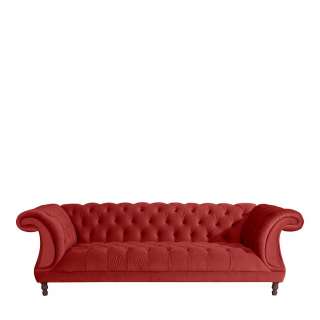Neobarock Dreisitzer Couch in Ziegel Rot Samtvelours Bezug