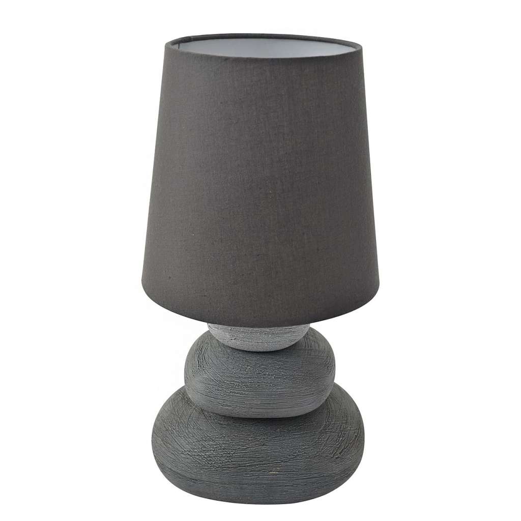 home24 Stoff-Tischleuchte Stony Silber