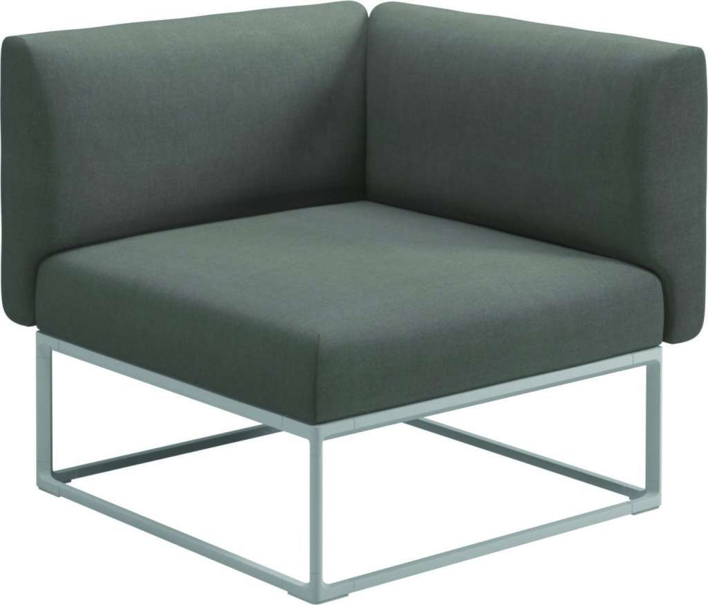 Gloster - Maya 86 x 86 Eckmodul  - fife rainy grey - gestell white - outdoor