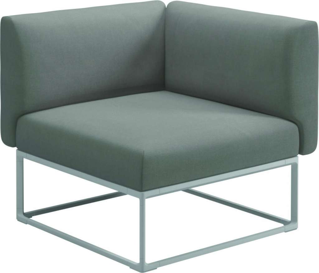 Gloster - Maya 86 x 86 Eckmodul  - fife canvas grey - gestell white - outdoor