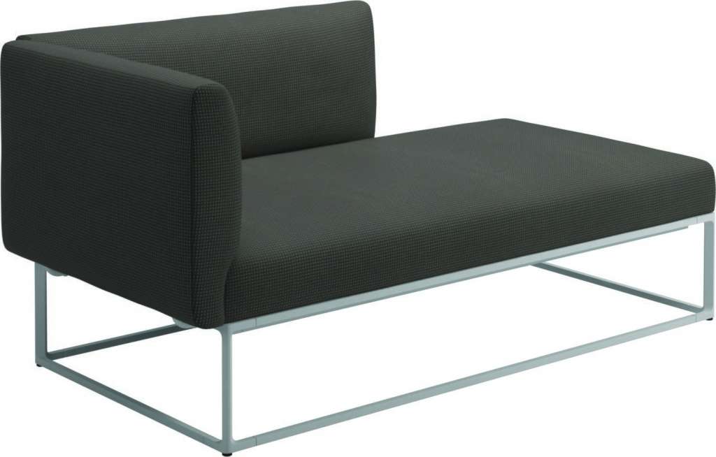 Gloster - Maya Chaiselongue - robben charcoal - gestell white - outdoor