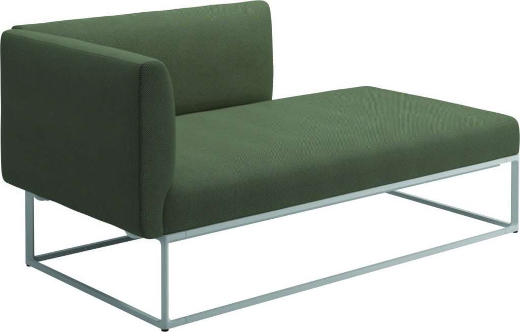 Gloster - Maya Chaiselongue - robben leaf - gestell white - outdoor