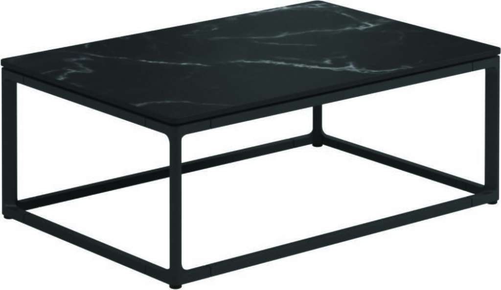 Gloster - Maya Keramik Couchtisch - Nero Ceramik - gestell meteor - 75 x 50 cm - outdoor