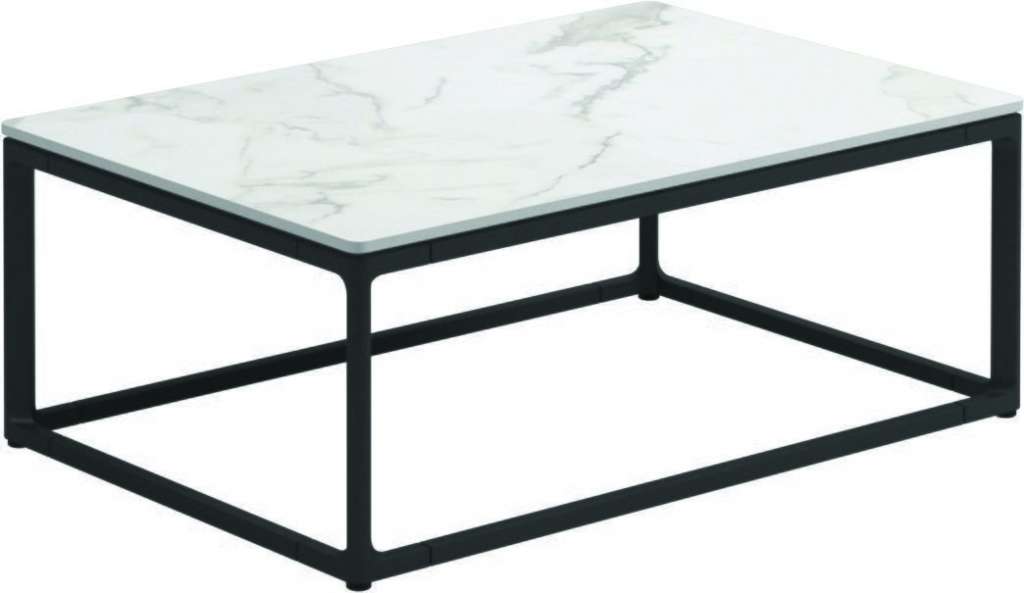 Gloster - Maya Keramik Couchtisch - Bianco Ceramic - gestell meteor - 75 x 50 cm - outdoor