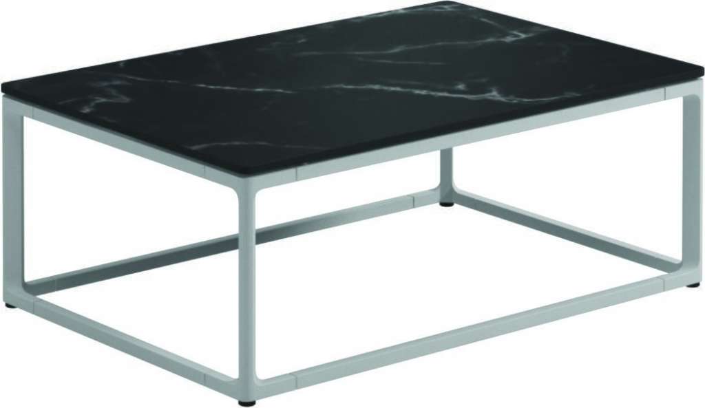 Gloster - Maya Keramik Couchtisch - Nero Ceramik - gestell white - 75 x 50 cm - outdoor