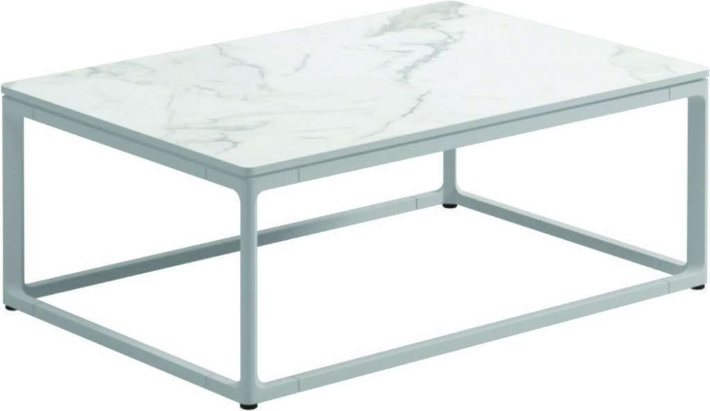 Gloster - Maya Keramik Couchtisch - Bianco Ceramic - gestell white - 75 x 50 cm - outdoor