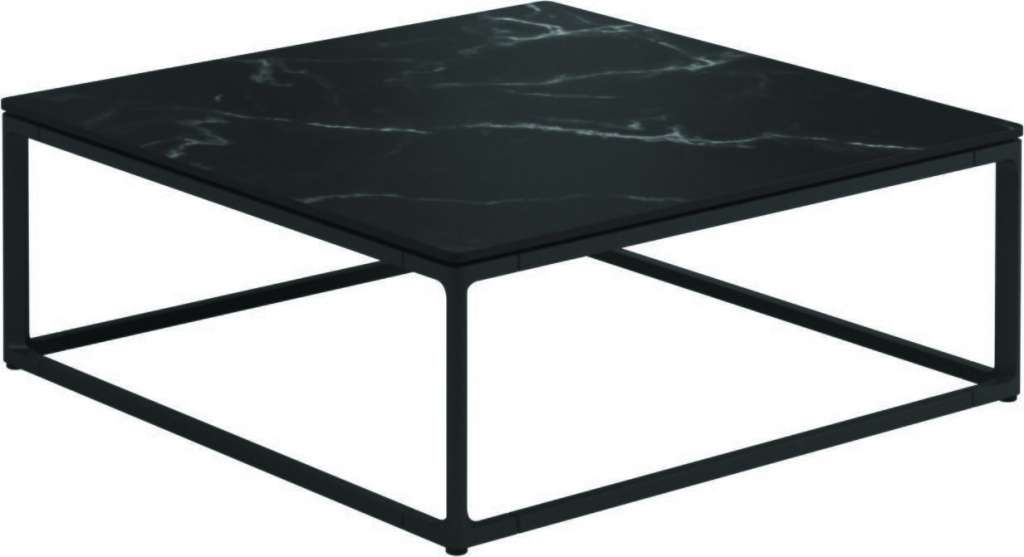 Gloster - Maya Keramik Couchtisch - Nero Ceramik - gestell meteor - 75 x 75 cm - outdoor