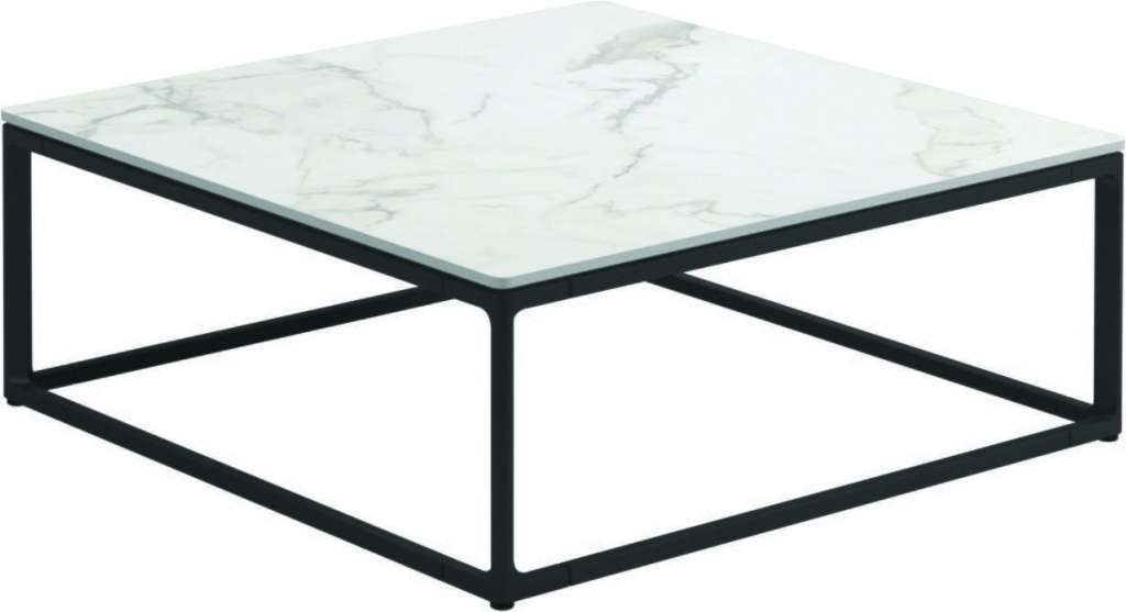 Gloster - Maya Keramik Couchtisch - Bianco Ceramic - gestell meteor - 75 x 75 cm - outdoor