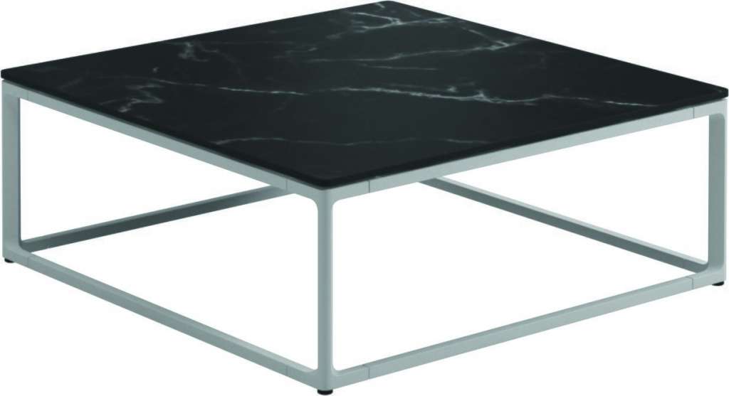 Gloster - Maya Keramik Couchtisch - Nero Ceramik - gestell white - 75 x 75 cm - outdoor