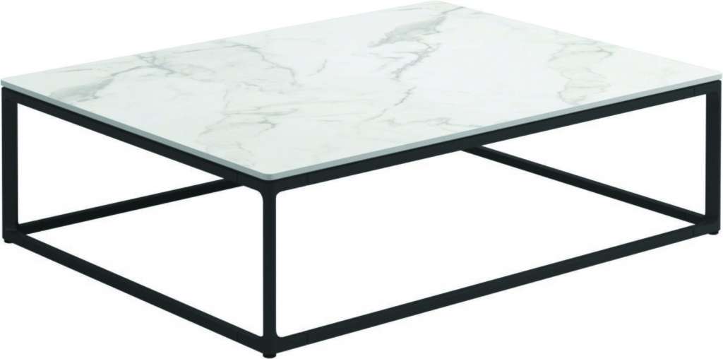 Gloster - Maya Keramik Couchtisch - Bianco Ceramic - gestell meteor - 75 x 100 cm - outdoor
