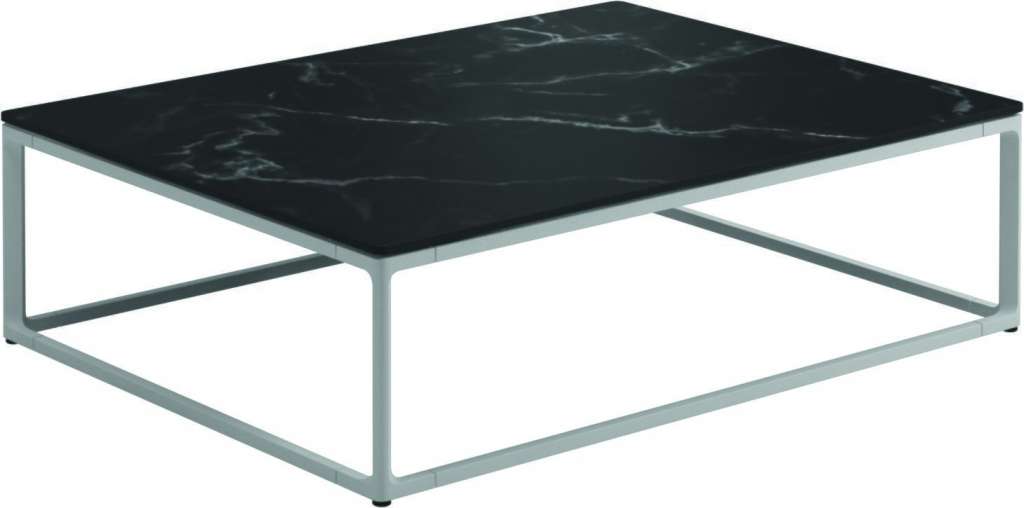Gloster - Maya Keramik Couchtisch - Nero Ceramik - gestell white - 75 x 100 cm - outdoor