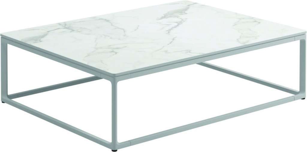 Gloster - Maya Keramik Couchtisch - Bianco Ceramic - gestell white - 75 x 100 cm - outdoor