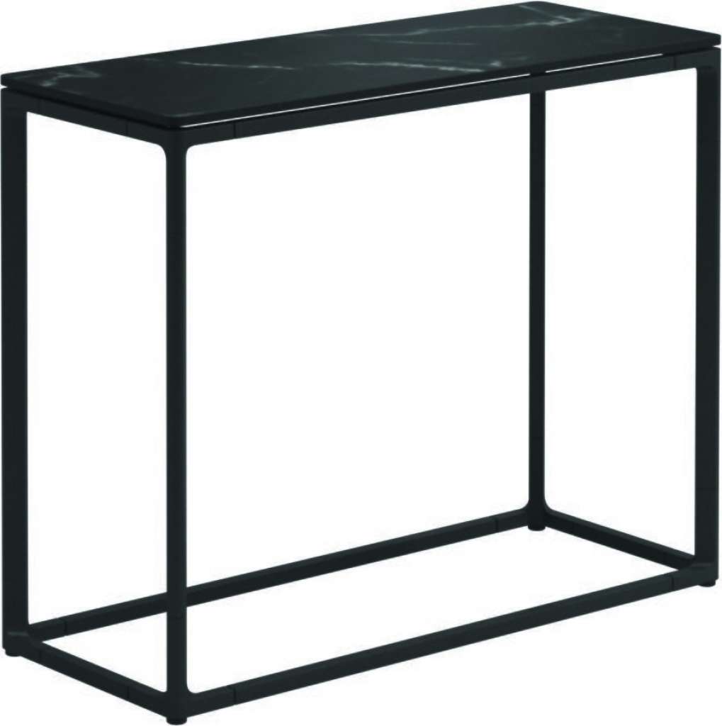 Gloster - Maya Konsolentisch - Nero Ceramik - gestell meteor - 75 x 30 cm - low - outdoor