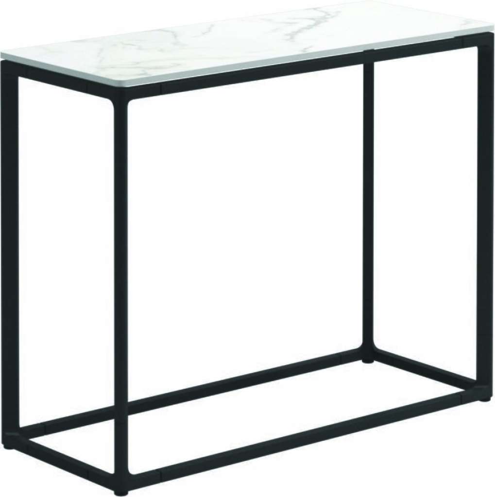 Gloster - Maya Konsolentisch - Bianco Ceramic - gestell meteor - 75 x 30 cm - low - outdoor